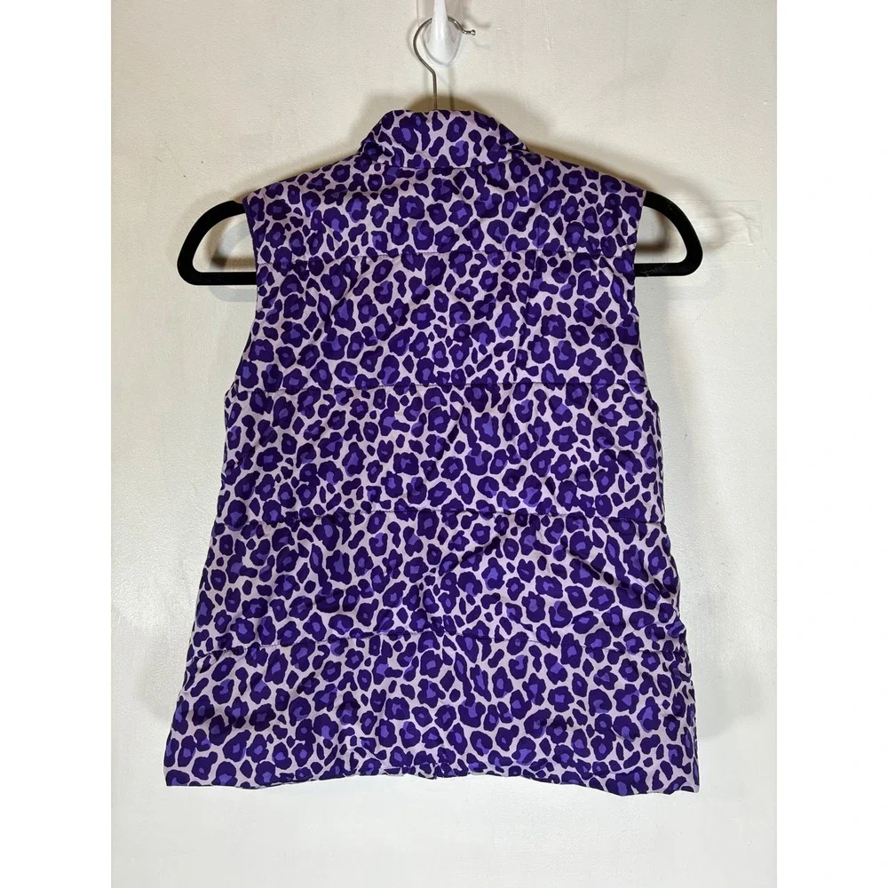 The Children's Place Girls L 10/12 Purple Leopard Print Puffer Vest Fleece
